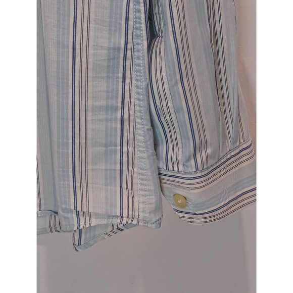 Vintage Cremieux 1971 Striped Button-Down Shirt XL 100% Cotton Blue White Long S - Picture 11 of 15